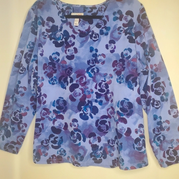 Denim&Co Tops - Denim&Co, Size XL vibrant blue/purple l/sleeve tunic tee